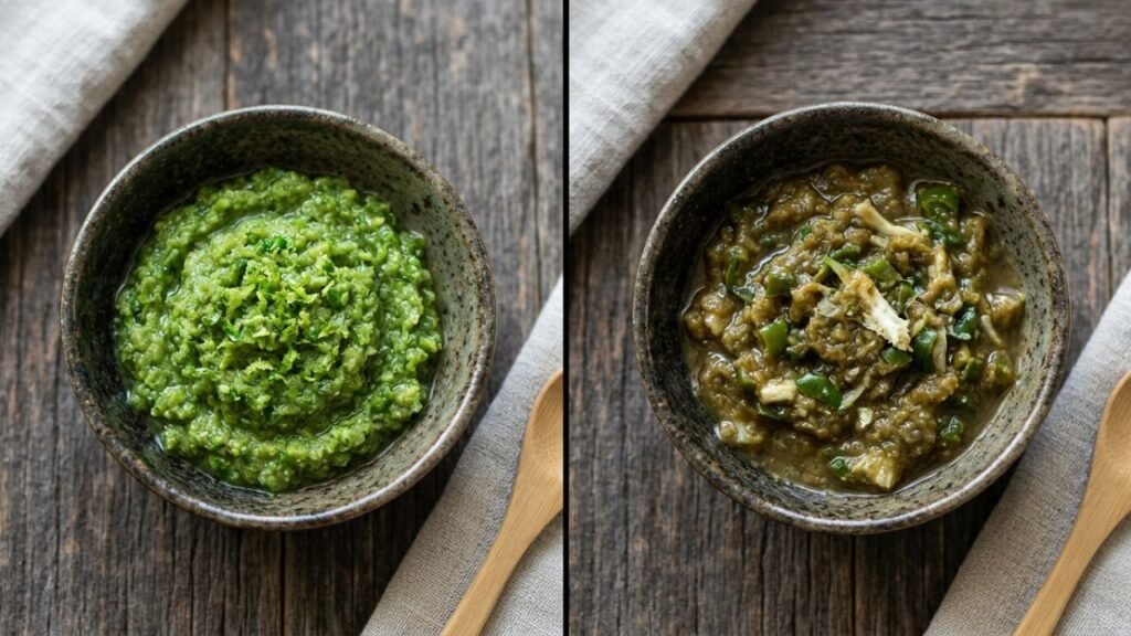  Yuzu, green chilies, salt, and kitchen scale
